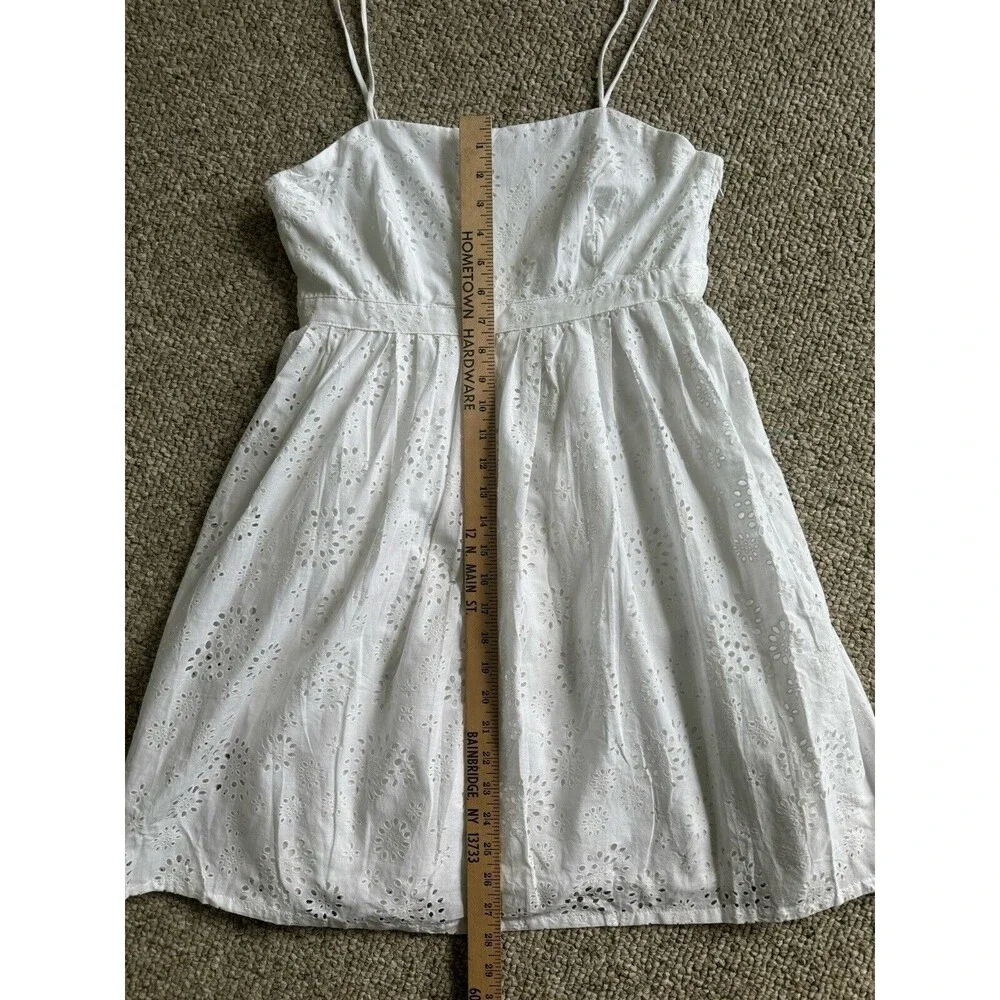 White Cotton Summer Sundress Spaghetti Strap Eyelet Women’s Medium